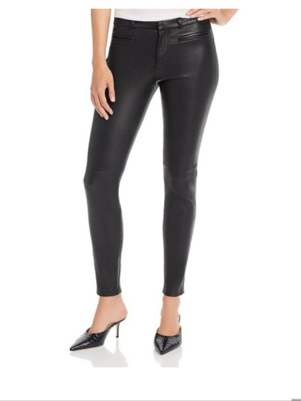 Equipment Femme Sylvanna Black Lambskin Leather Skinny Pants 00